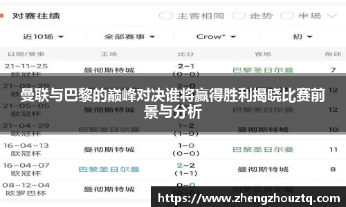 曼联与巴黎的巅峰对决谁将赢得胜利揭晓比赛前景与分析